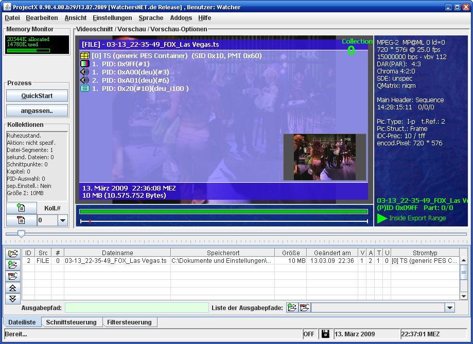 Screenshot vom Hauptfenster